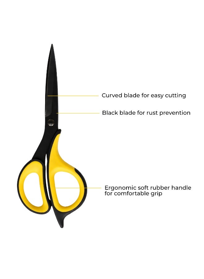Deli Multi-Purpose Stainless Steel Scissors, 184mm Ergonomic Non-Slip Handle, Rust-Resistant Sharp Blades for Paper, Fabric, Leather & Craft Use - 6027 - Image 3